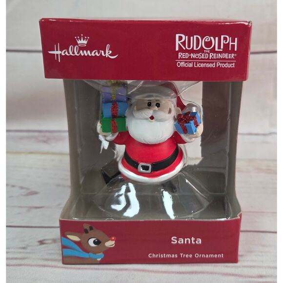 Hallmark Santa Claus Rudolph the Red Nosed Reindeer Movie Red Box Ornament New - Picture 1 of 5